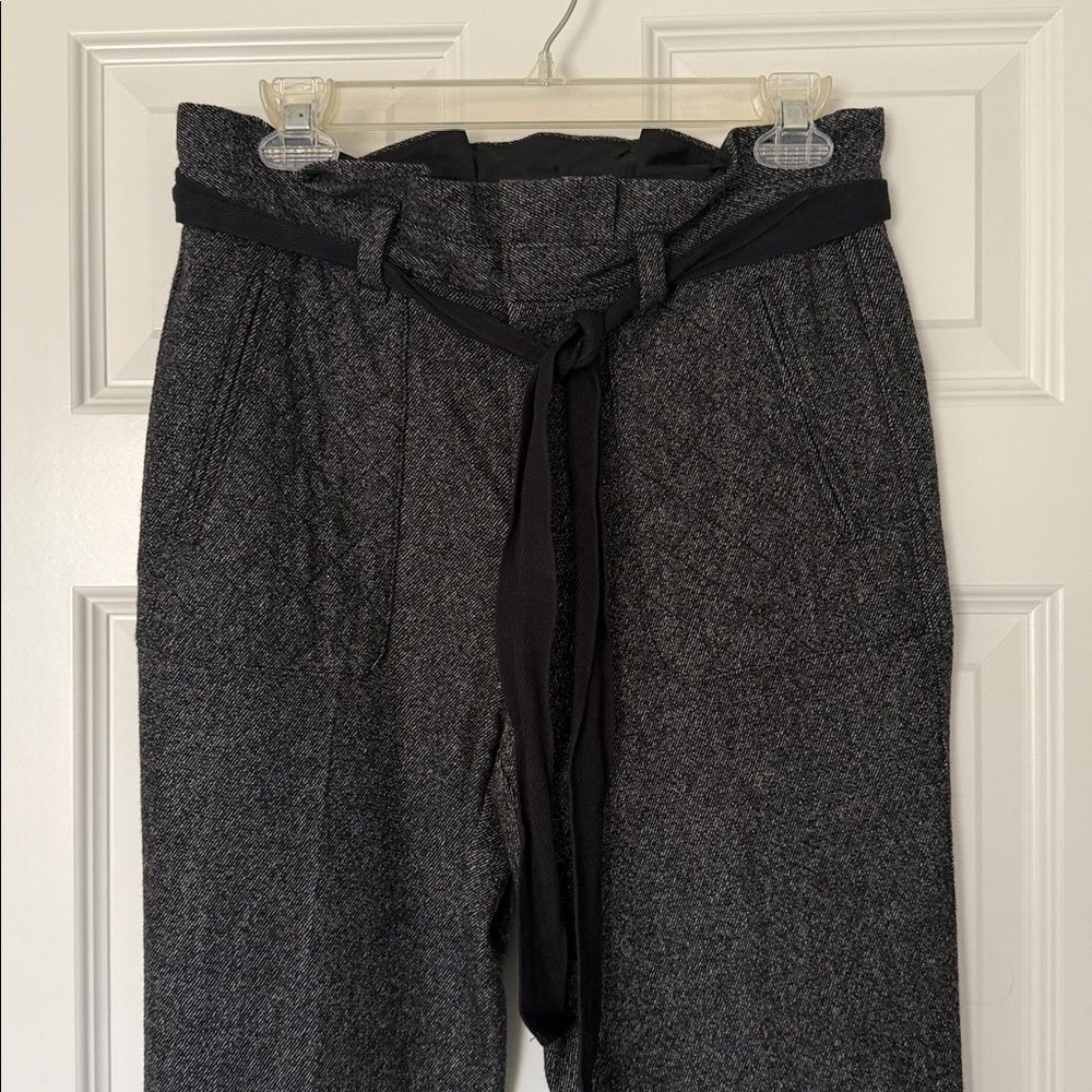 NWT. Madewell Buckley Tailors Black and White Herringbone Paperbag Pants - Picture 2 of 11